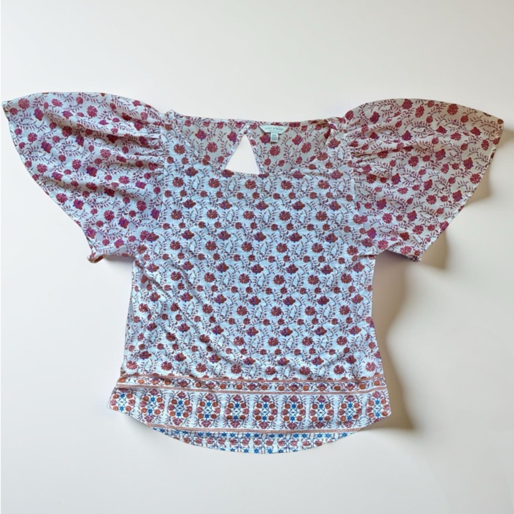 Lucky Brand Burgundy and White Floral Blouse